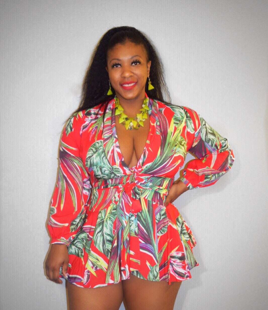 Tropical A-Line Wrap Dress